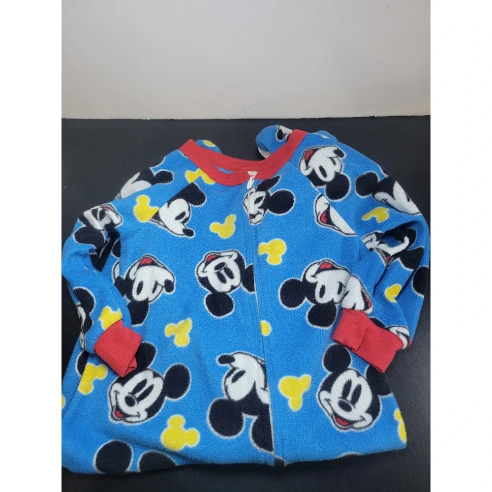 Disney Junior Mickey Mouse Blue Fleece Pajamas One Piece Sleeper Size 2T Toddler